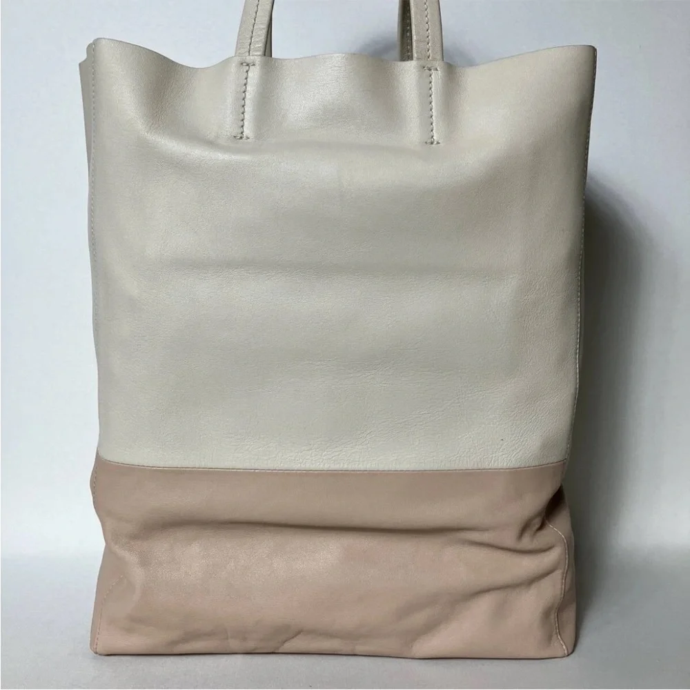 Celine Cream and Tan Leather Tote - Picture 3 of 10